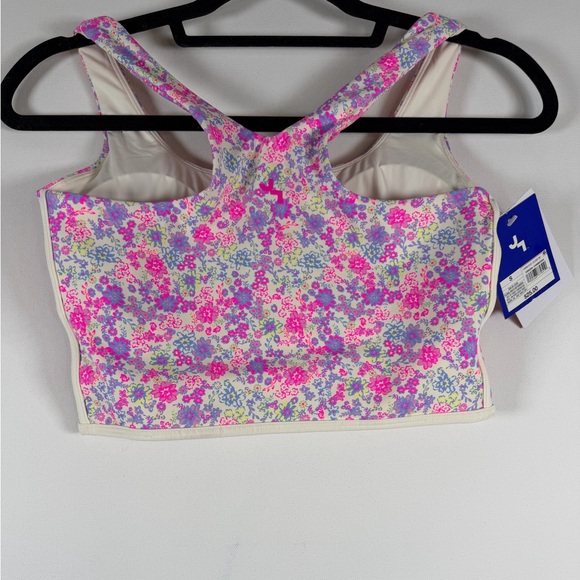 JoyLab Women's Floral Print Piped Longline Sports Bra, Pink - All Sizes - Picture 9 of 15